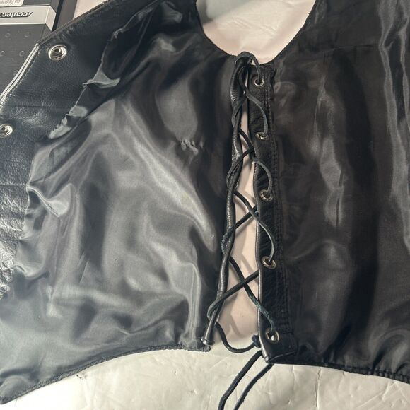First Classic Women’s Leather Biker Vest Size Small Black Braided Lace Sides - Picture 7 of 10